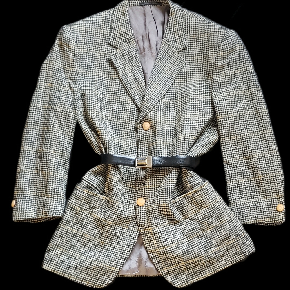 Vintage Versace Classic Houndstooth Blazer - 80s Designer Gem Preppy Oversize